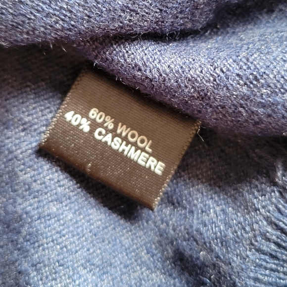 Qi New York Cashmere Wool Blue Sweater Size Large - Picture 5 of 9